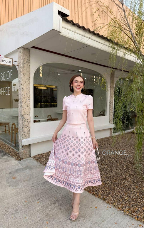 ORANGE JUICE Printed Tops With Long Skirts Sets